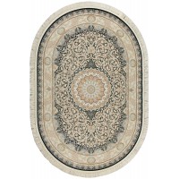 Иранский ковер Shahname 1500 145 Крем-синий овал